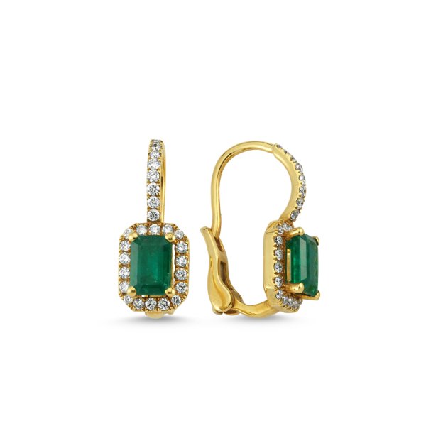 Pırlantalı Zümrüt Küpe