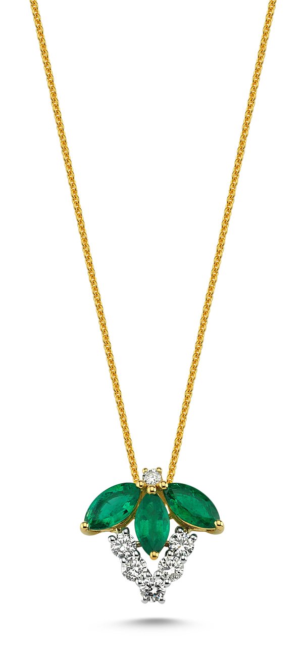 Pırlantalı Zümrüt Kolye