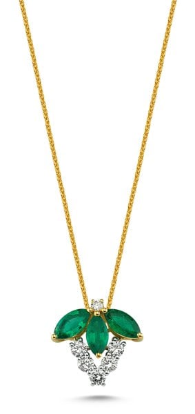 Pırlantalı Zümrüt Kolye