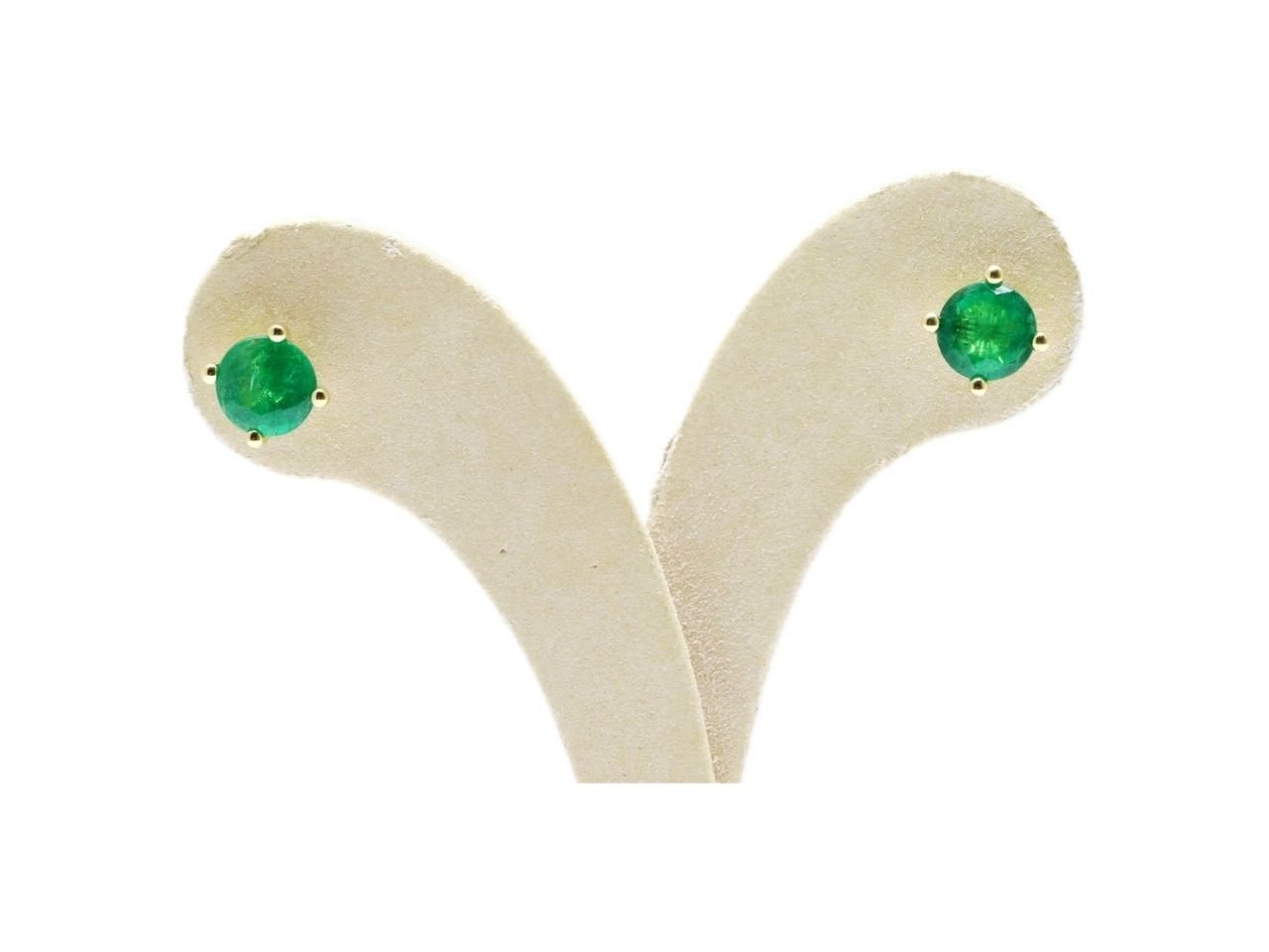 Zümrüt  18 Ayar Yuvarlak Küpe