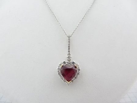 18 Ayar  Altın Pırlanta Kolye Damla Kesim Yakut