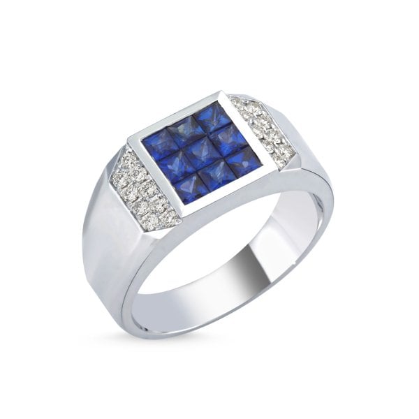 0.33 Karat Pırlantalı safir yüzük
